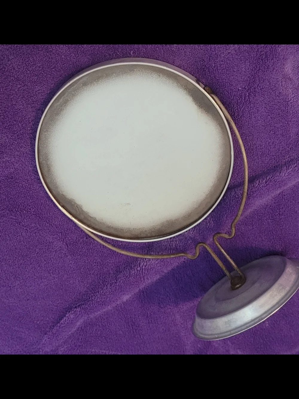 Vintage Round Freestanding Vanity Mirror in Silver